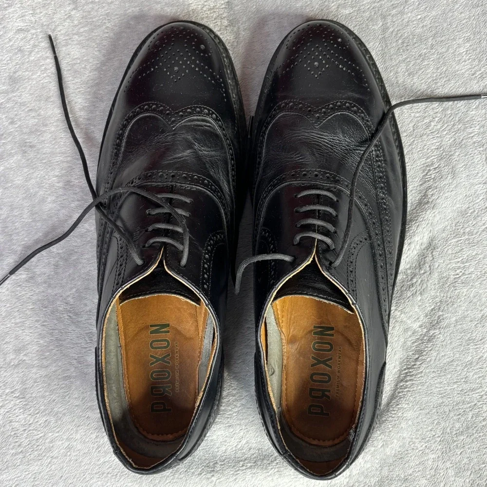 Proxon Wingtip Oxford Men 11 Black Steel Toe Leather Brogue Workwear ASTM 241311